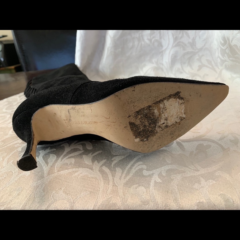 Manolo Blahnik Vitello Nero Suede Boots - Picture 5 of 7